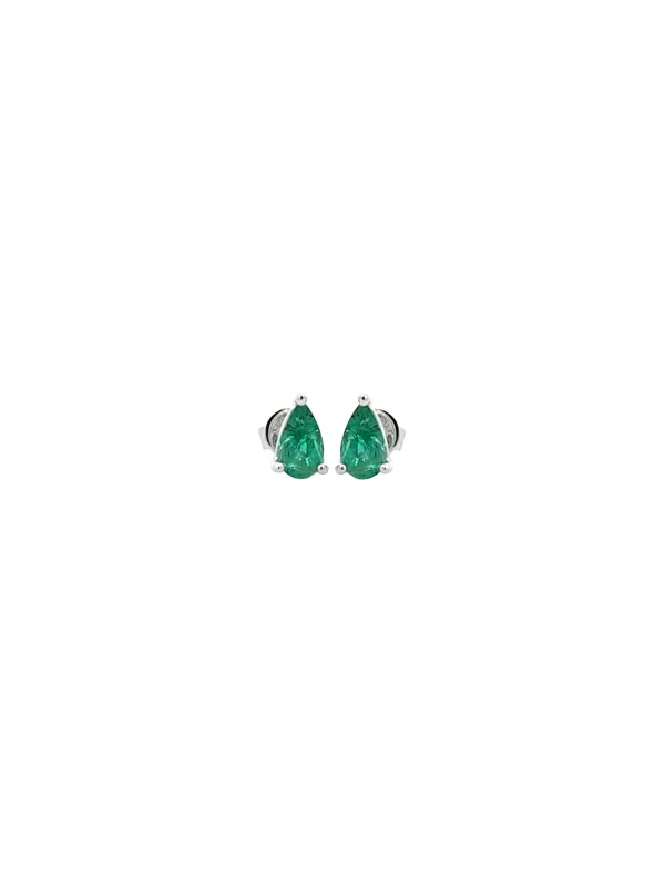 0.70ct Emerald 18K Gold Pear Stud Earrings sold by Wish Fine Jewelry