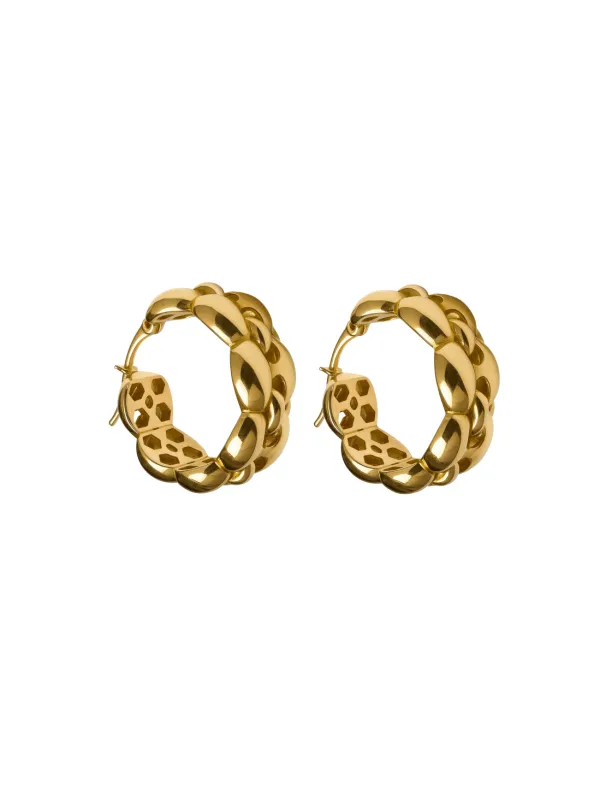 14K Gold Mariner Chain Hoop Earrings sold by Wish Fine Jewelry