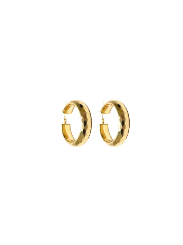 14K Gold Facetted Hoop Earrings sold by Wish Fine Jewelry