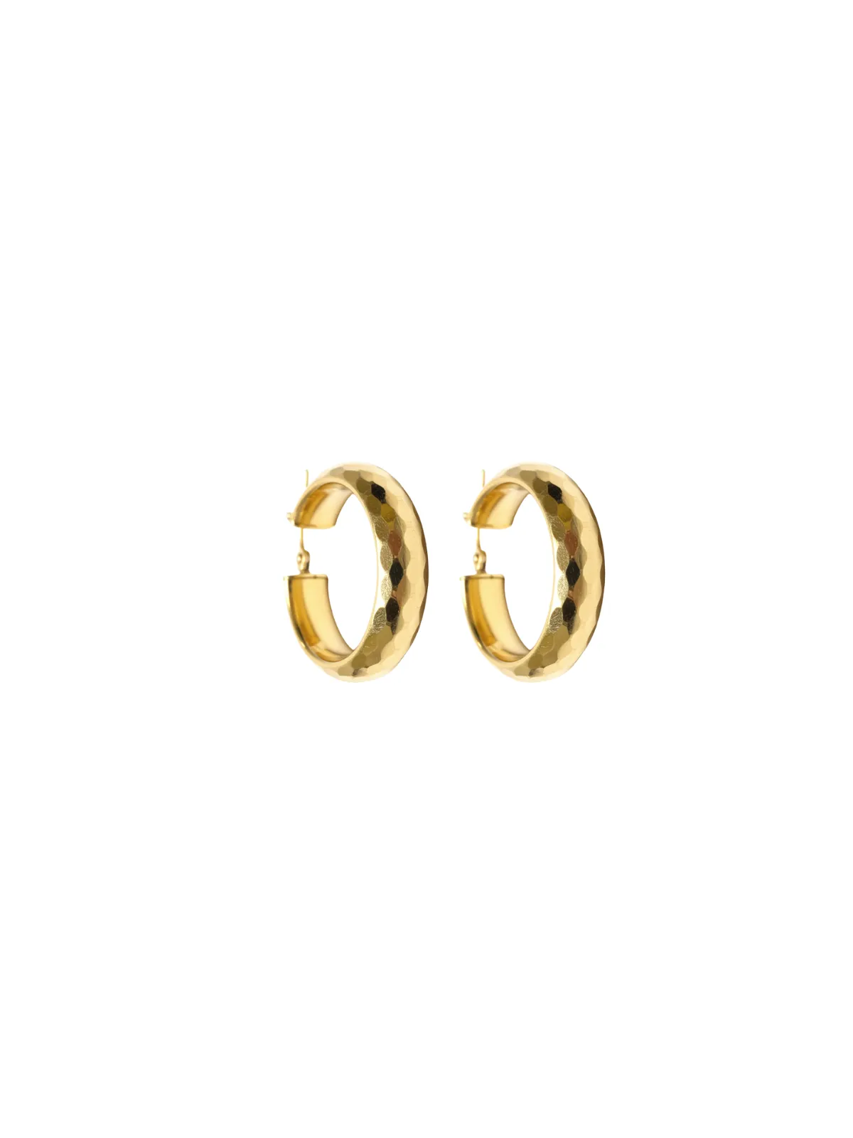 14K Gold Facetted Hoop Earrings sold by Wish Fine Jewelry