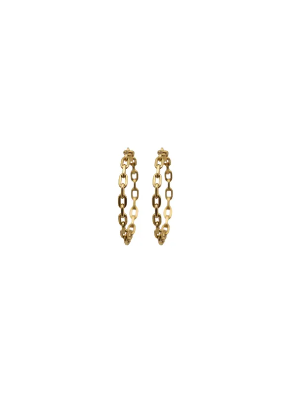 14K Gold Chain Hoop Earrings sold by Wish Fine Jewelry