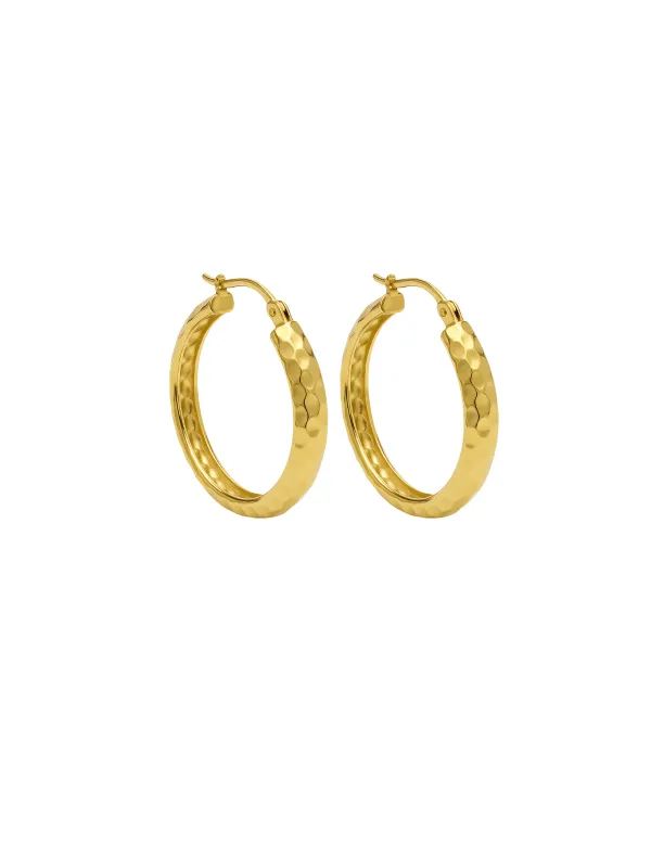 14K Gold Large Facetted Hoop Earrings sold by Wish Fine Jewelry