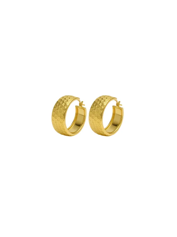 14K Gold Textured Hoop Earrings sold by Wish Fine Jewelry