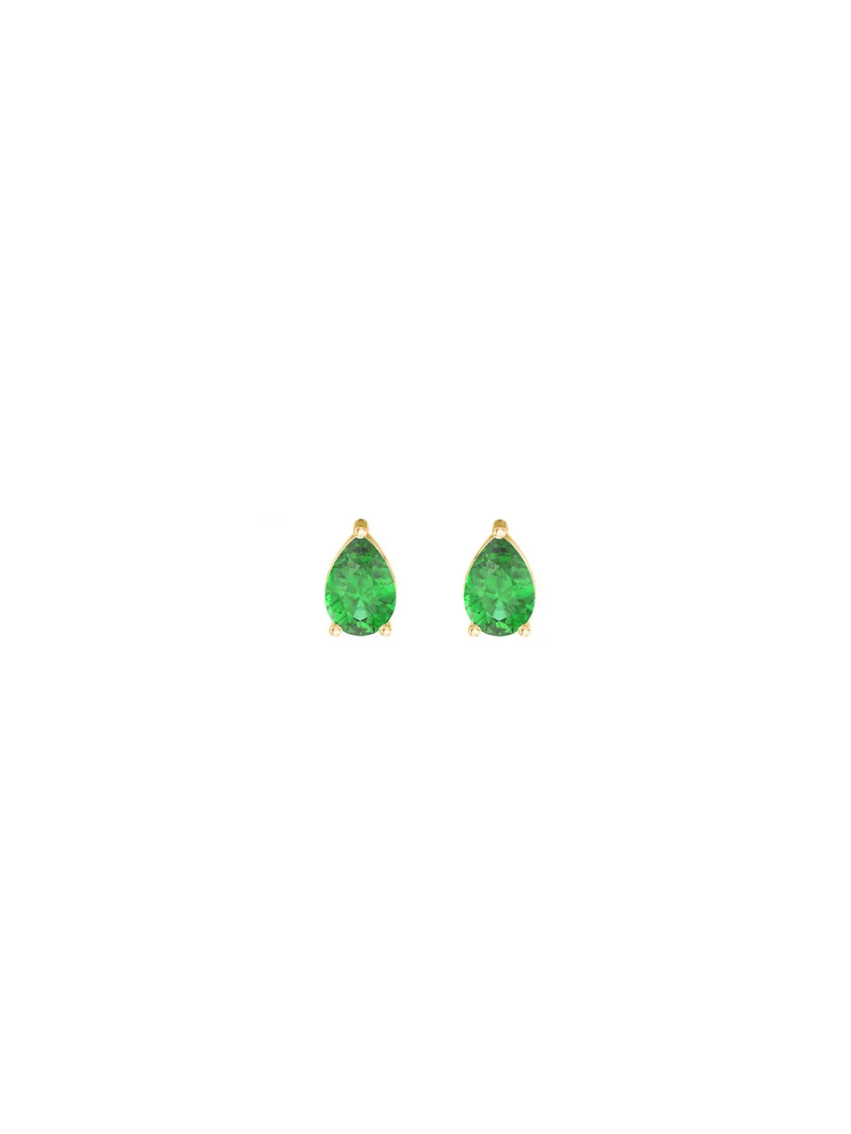 0.63ct Emerald 14K Gold Pear Dainty Stud Earrings sold by Wish Fine Jewelry