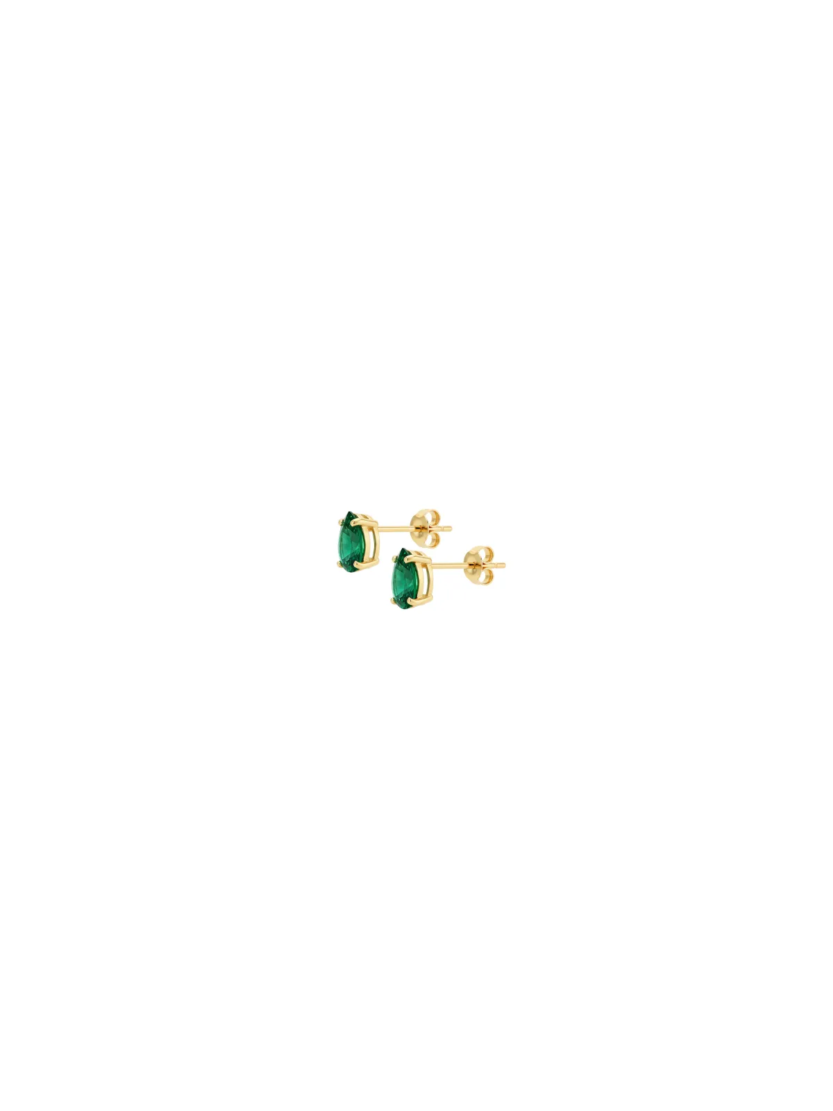 0.63ct Emerald 14K Gold Pear Dainty Stud Earrings sold by Wish Fine Jewelry product image thumbnail 2