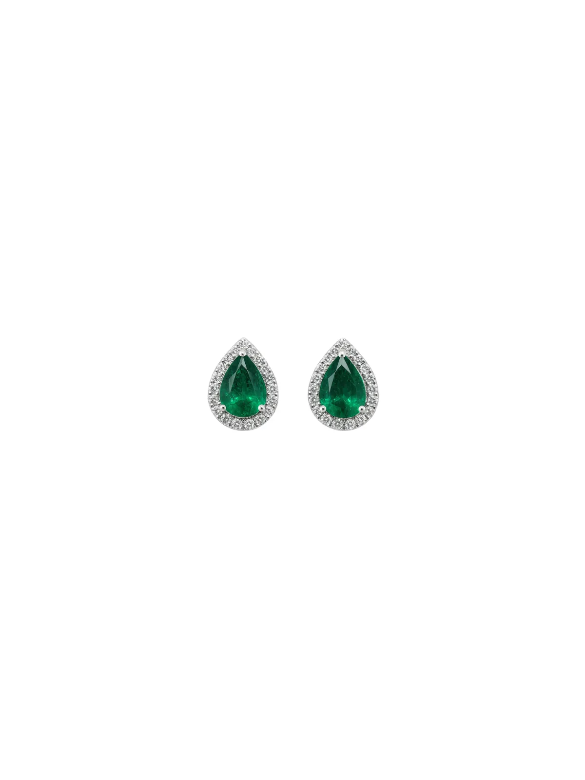 1.70ct Emerald Diamond 18K Gold Pear Earrings sold by Wish Fine Jewelry product image thumbnail 2