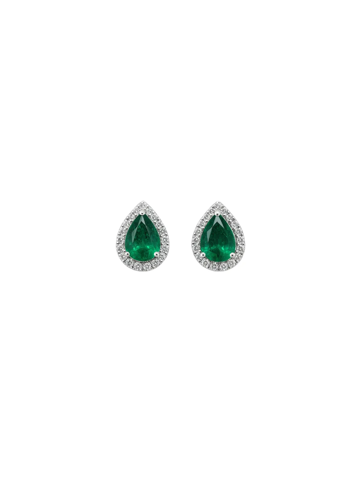 1.70ct Emerald Diamond 18K Gold Pear Earrings sold by Wish Fine Jewelry