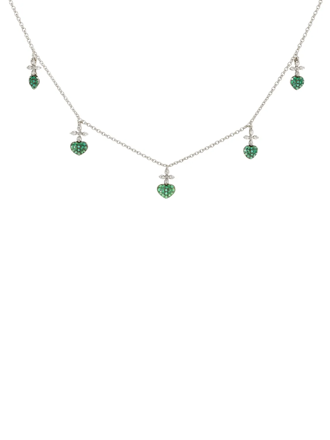 0.70ct Emerald Diamond 18K Gold Sacred Heart Station Necklace sold by Wish Fine Jewelry