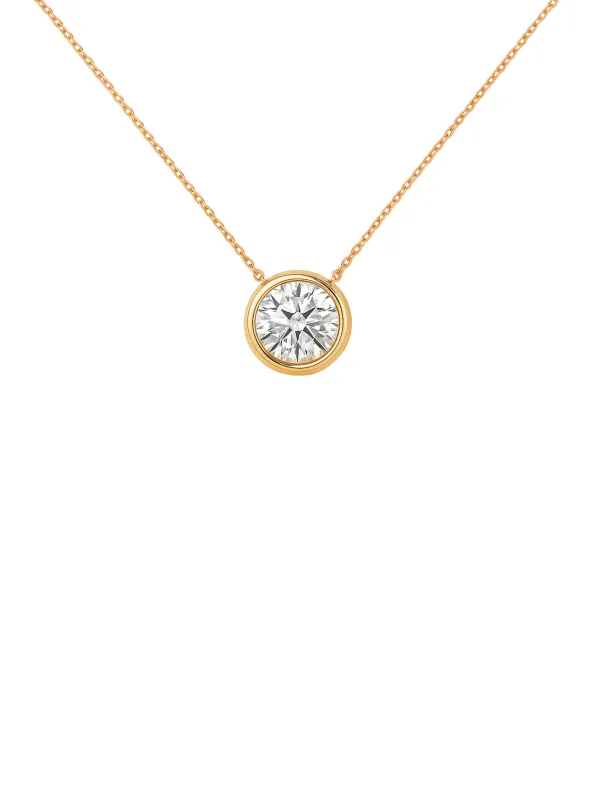 0.96ct Diamond 18K Gold Bezel Solitaire Necklace sold by Wish Fine Jewelry
