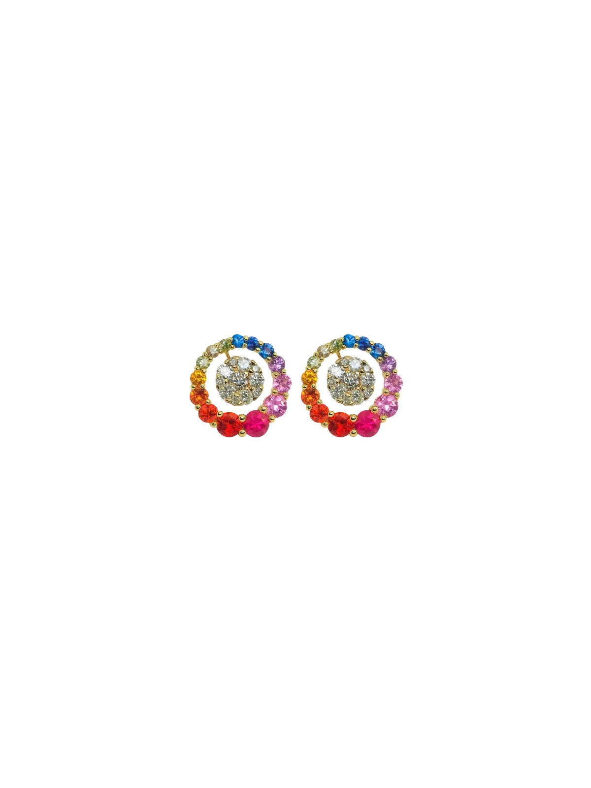 1.88ct Multi Sapphire Diamond 14K Gold Stud Earrings sold by Wish Fine Jewelry