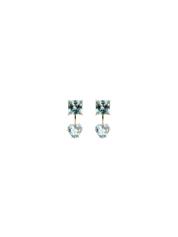 9.75ct Blue Topaz 18K Gold Day & Night Earrings sold by Wish Fine Jewelry