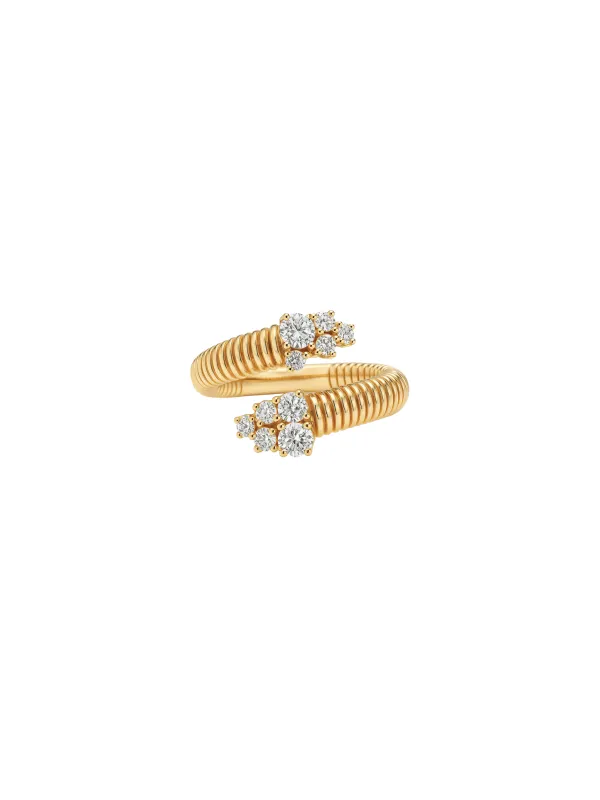 0.39ct Diamond 18K Italian Gold Grooved Bypass Ring sold by Wish Fine Jewelry
