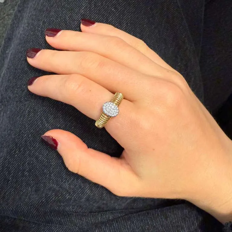 0.14ct Diamond 18K Italian Gold Grooved Solitaire Illusion Ring sold by Wish Fine Jewelry product image thumbnail 2