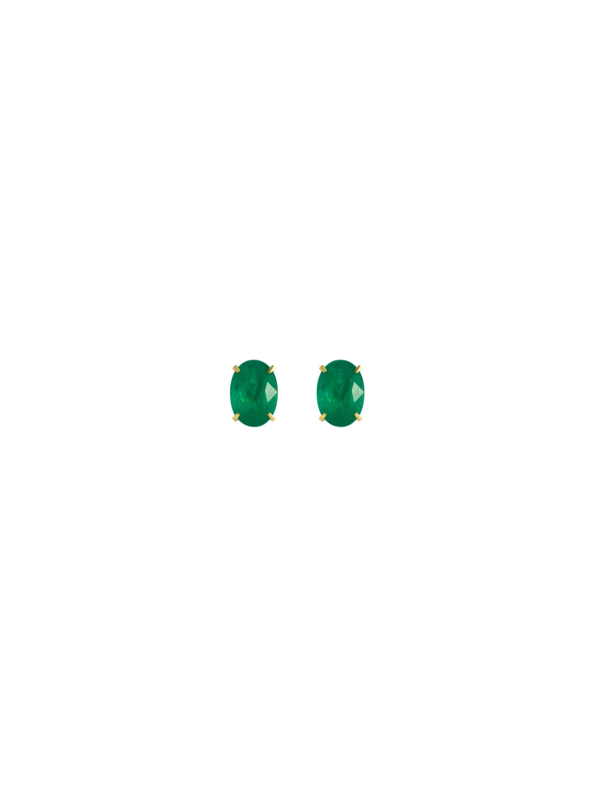 1.30ct Emerald 14K Gold Oval Stud Earrings sold by Wish Fine Jewelry