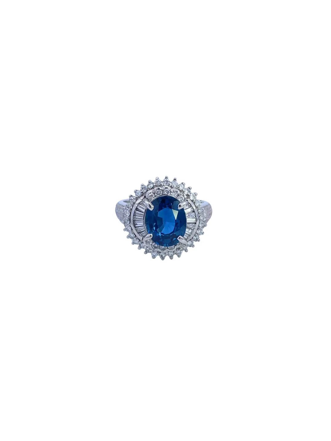 2.89ct Diamond Sapphire Platinum Cluster Ring sold by Wish Fine Jewelry