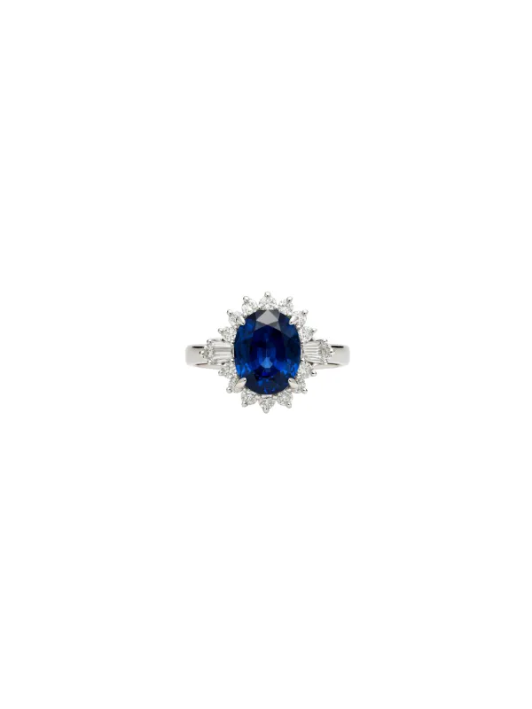 2.56ct Diamond Sapphire Platinum Halo Ring sold by Wish Fine Jewelry