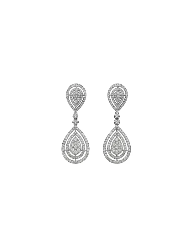 3.61ct Diamond 14K Gold Pave Teardrop Earrings sold by Wish Fine Jewelry