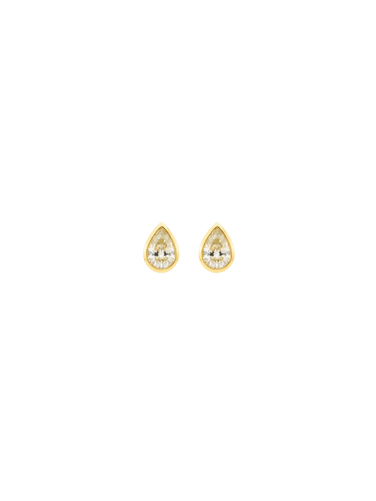0.83ct Diamond 18K Gold Pear Bezel Stud Earrings sold by Wish Fine Jewelry
