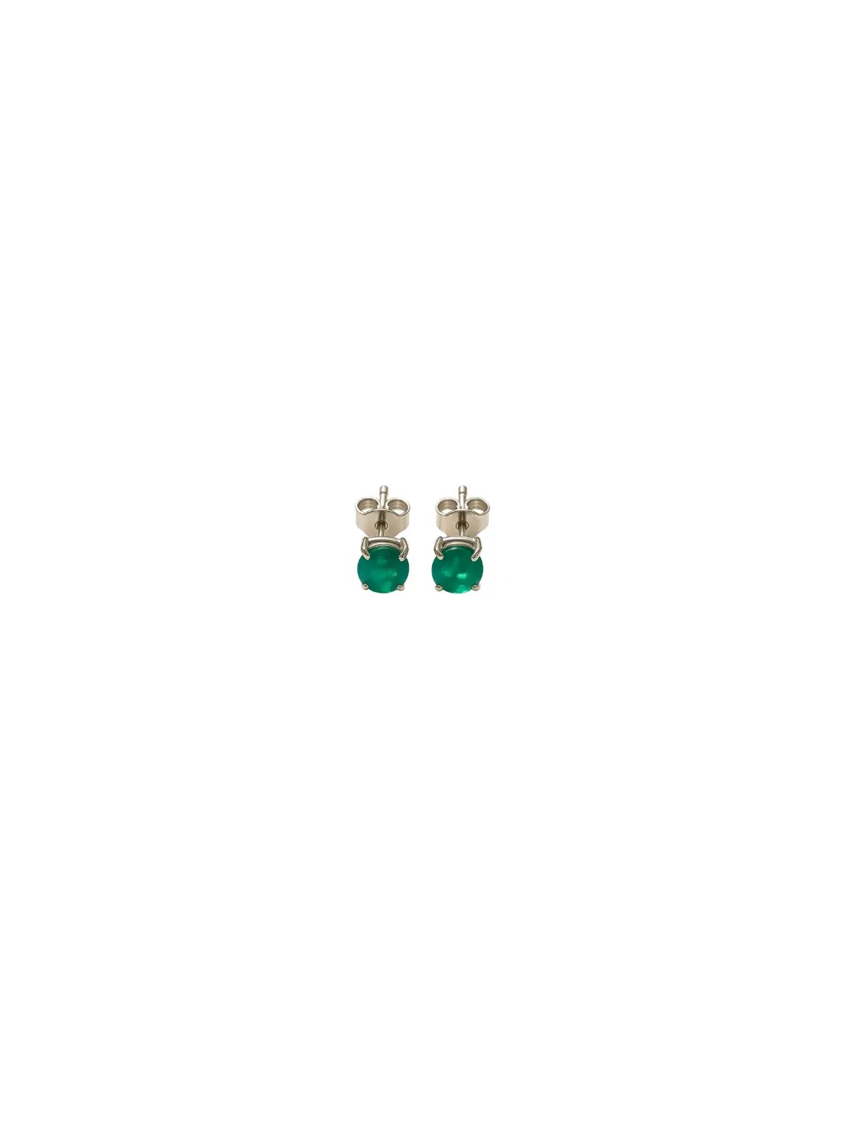 0.93ct Emerald 14K Gold Round Stud Earrings sold by Wish Fine Jewelry product image thumbnail 2