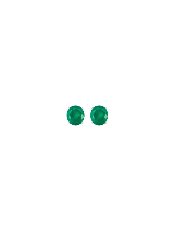 0.93ct Emerald 14K Gold Round Stud Earrings sold by Wish Fine Jewelry