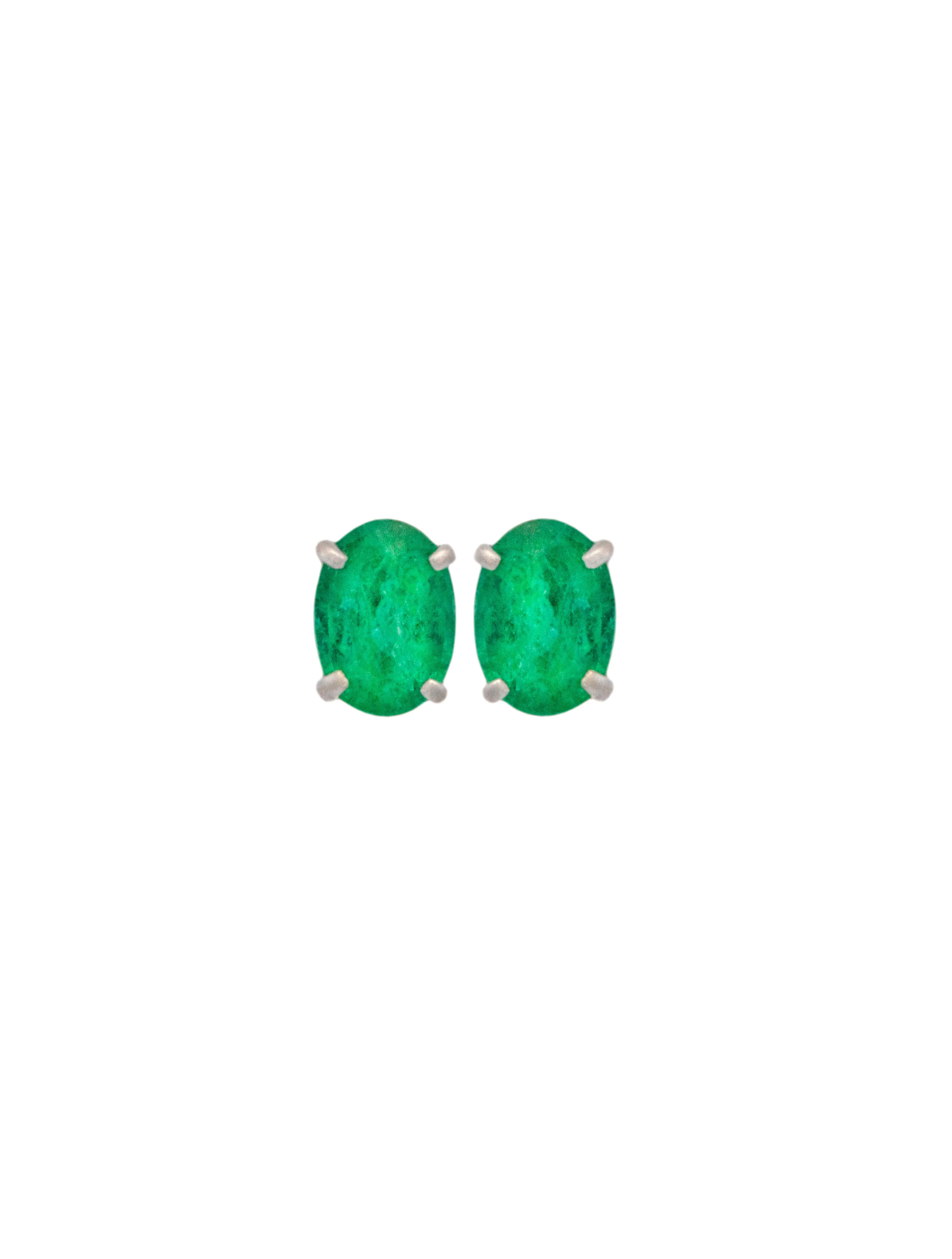 1.61ct Emerald 14K Gold Oval Stud Earrings sold by Wish Fine Jewelry product image thumbnail 2