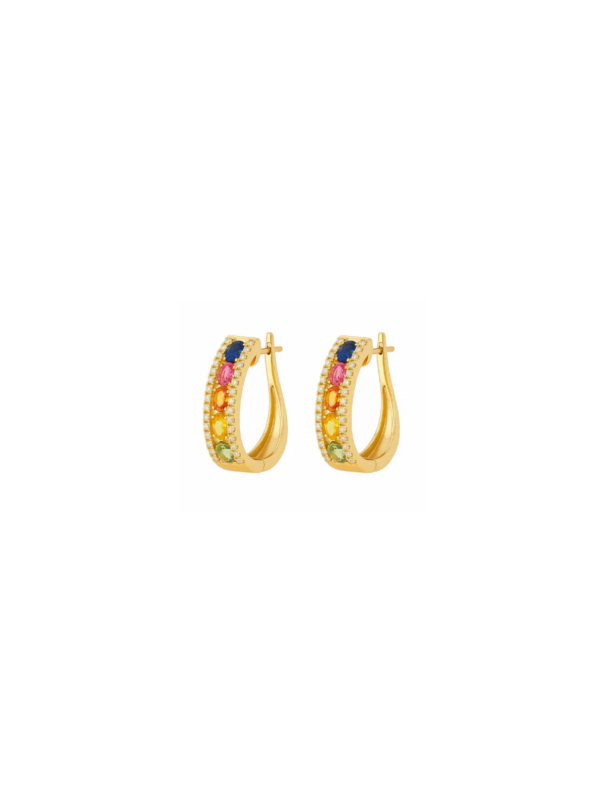 2.34ct Multi Sapphire Diamond 14K Gold Hoop Earrings sold by Wish Fine Jewelry