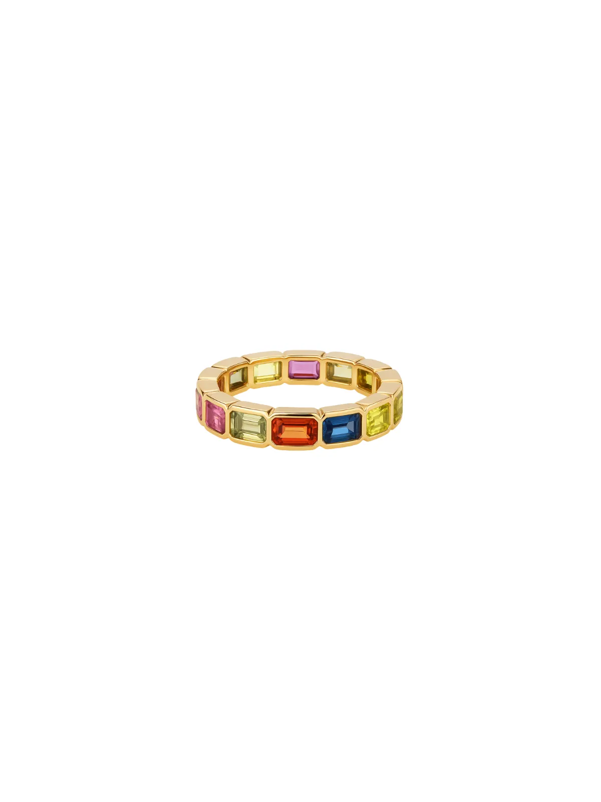 4.11ct Multi Gemstone 18K Gold Eternity Ring sold by Wish Fine Jewelry