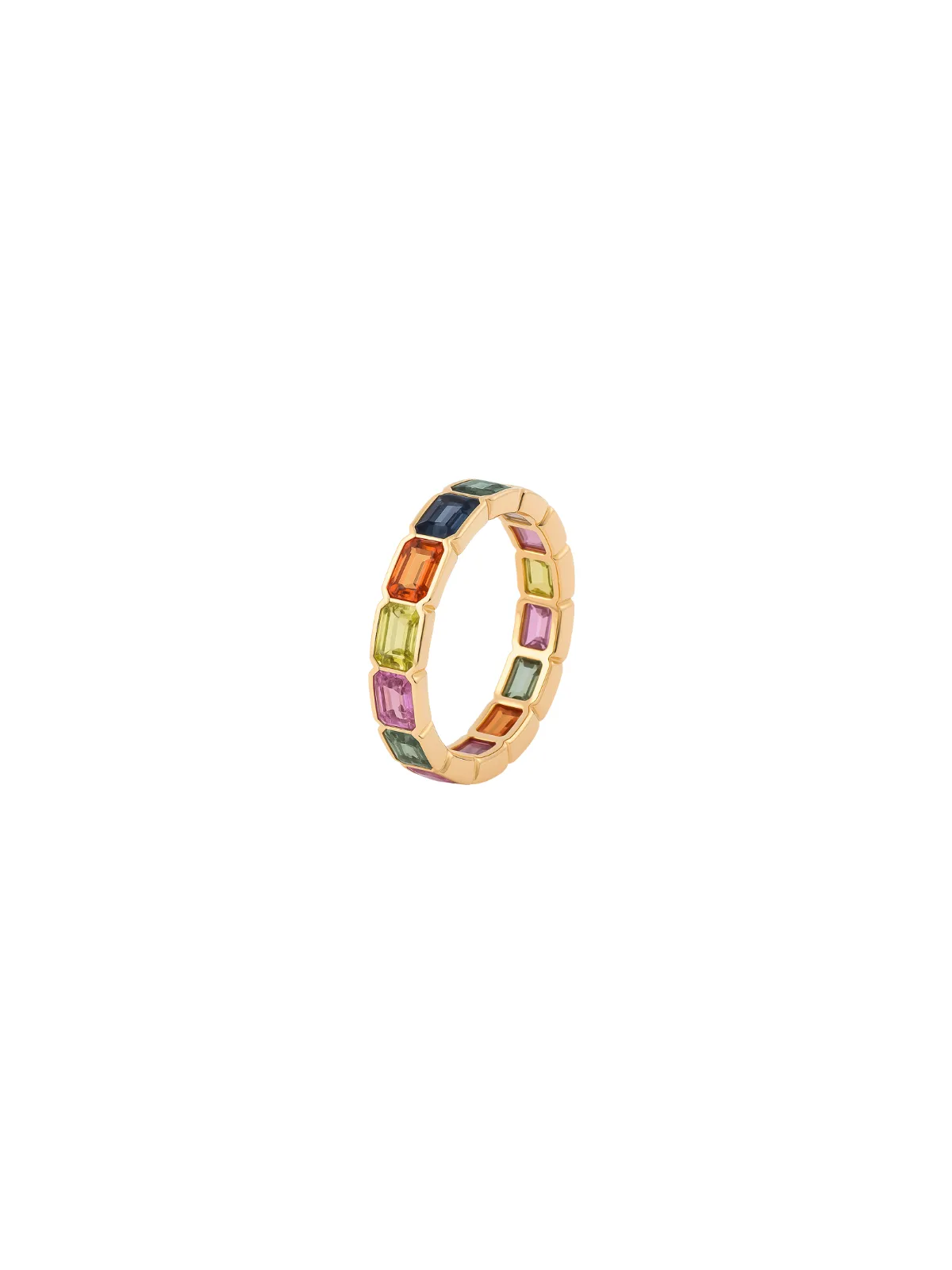 4.11ct Multi Gemstone 18K Gold Eternity Ring sold by Wish Fine Jewelry product image thumbnail 2