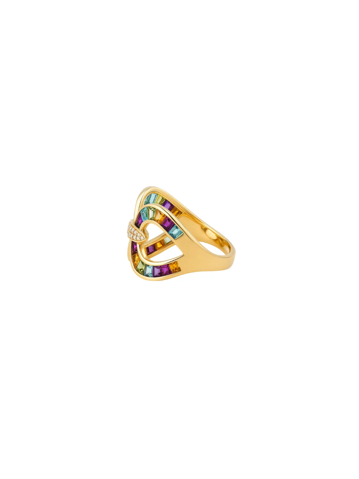 2.77ct Diamond Multi Gemstone 14K Gold Crossover Ring sold by Wish Fine Jewelry product image thumbnail 2
