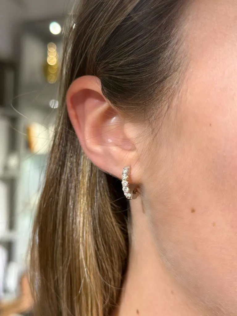 0.72ct Diamond 14K Gold Huggie Hoop Earrings sold by Wish Fine Jewelry product image thumbnail 3