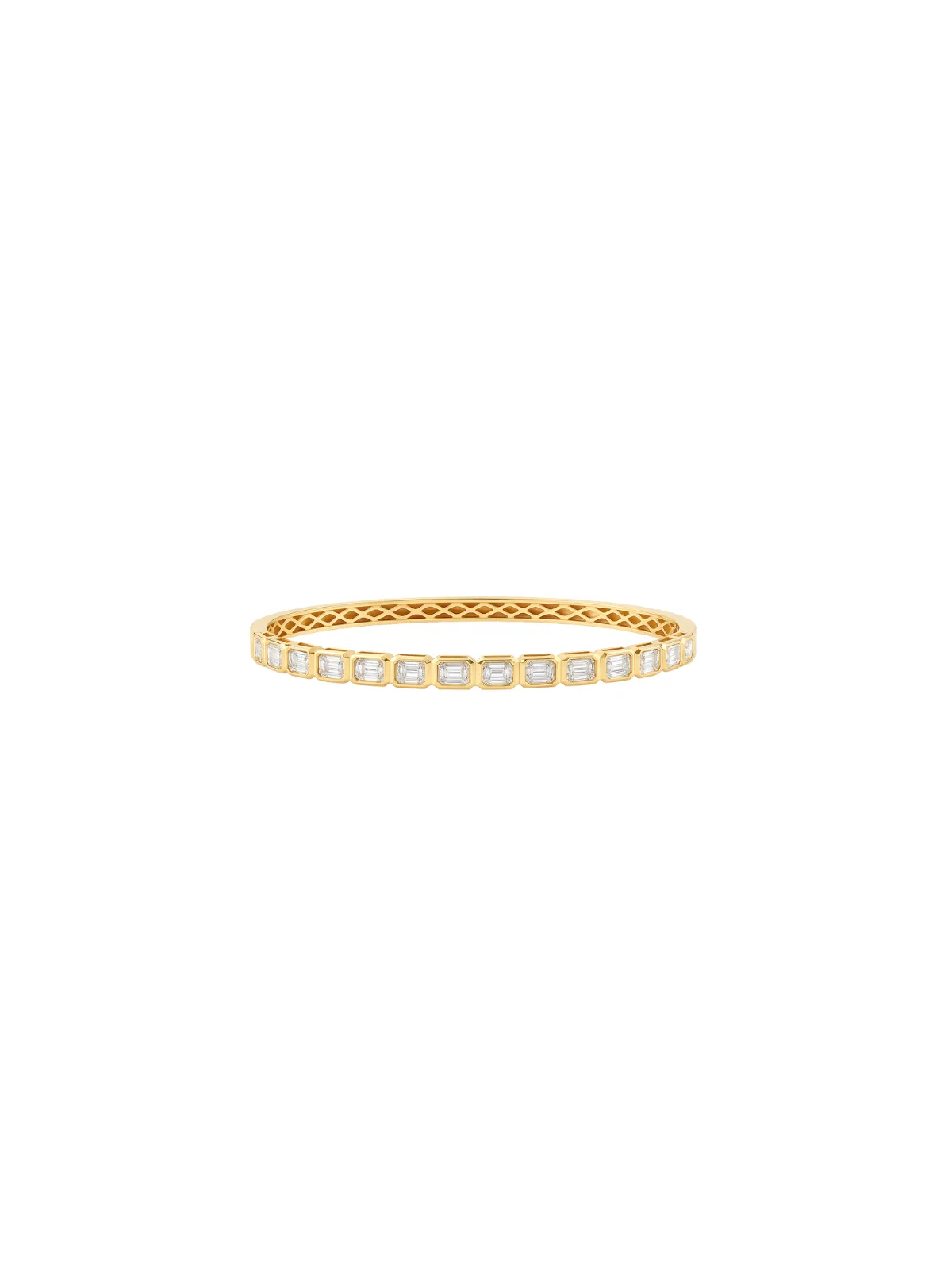3.20ct Diamond 18K Gold Emerald Cut Bezel Bangle Bracelet sold by Wish Fine Jewelry
