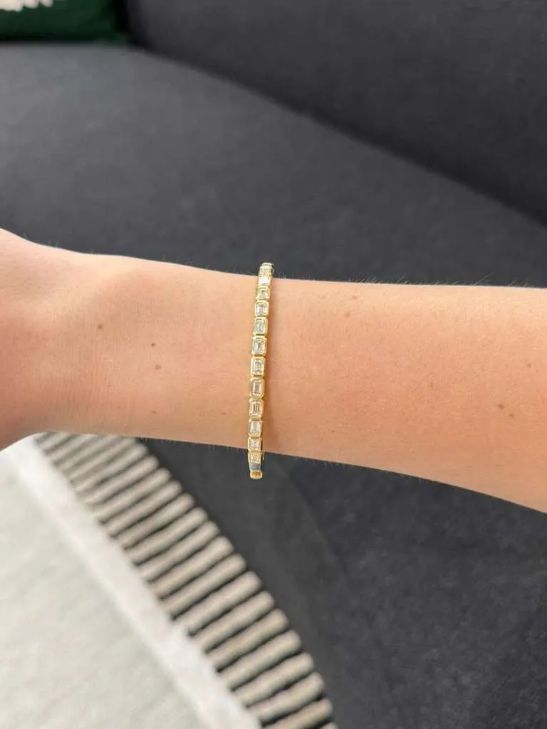 3.20ct Diamond 18K Gold Emerald Cut Bezel Bangle Bracelet sold by Wish Fine Jewelry product image thumbnail 2
