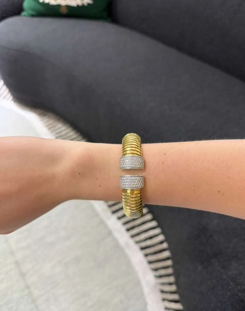 1.70ct Diamond 14K Gold Cuff Bangle Bracelet sold by Wish Fine Jewelry product image thumbnail 2