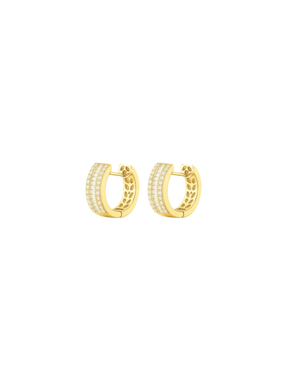 1.10ct Diamond 18K Gold Huggie Hoop Earrings sold by Wish Fine Jewelry product image thumbnail 2