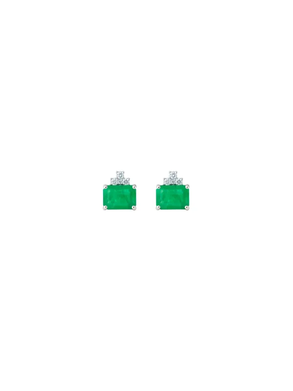 1.64ct Emerald Diamond 18K Gold Stud Earrings sold by Wish Fine Jewelry