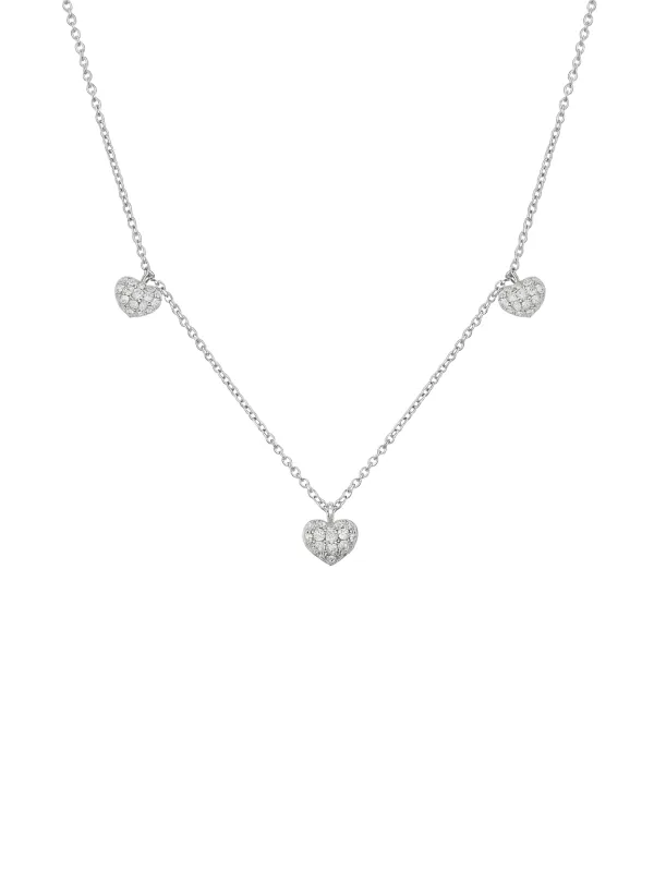 0.35ct Diamond 18K Gold Stationed Heart Drop Necklace sold by Wish Fine Jewelry
