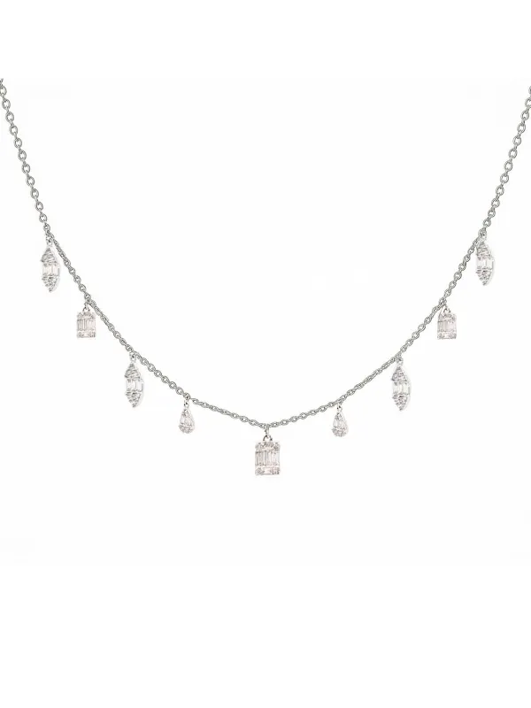 2.00ct Diamond 18K Gold Multi Shaped Dangle Drop Necklace sold by Wish Fine Jewelry