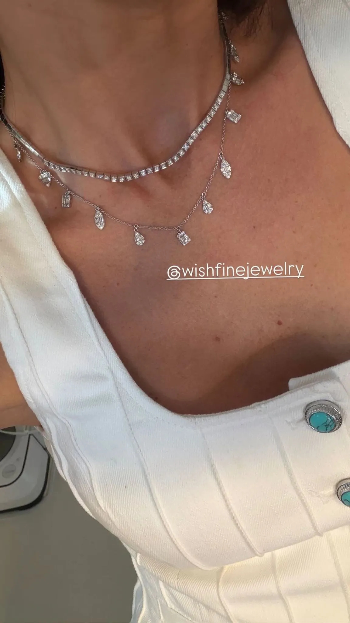 2.00ct Diamond 18K Gold Multi Shaped Dangle Drop Necklace sold by Wish Fine Jewelry product image thumbnail 2