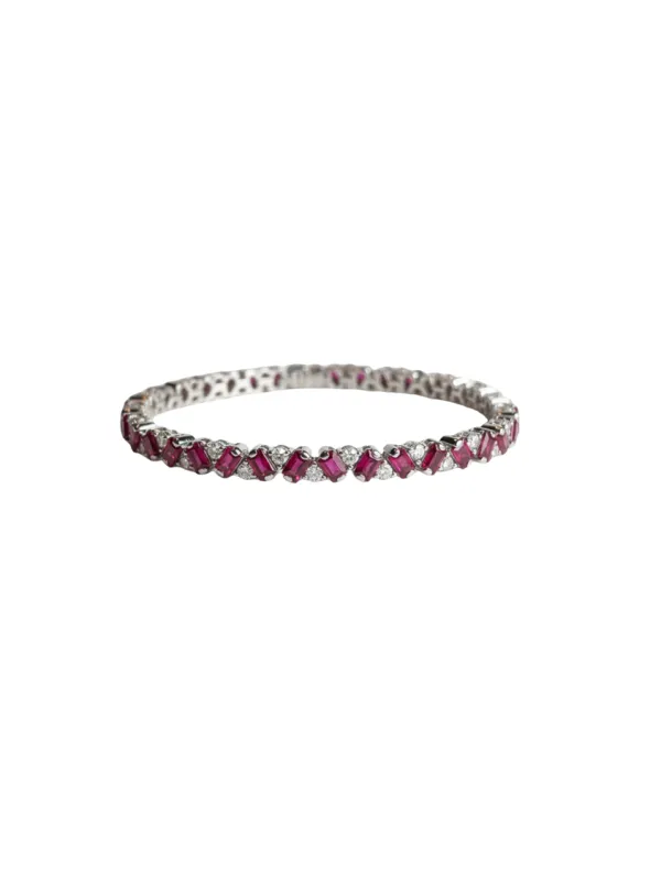 5.36ct Ruby Diamond Platinum Tennis Bracelet sold by Wish Fine Jewelry