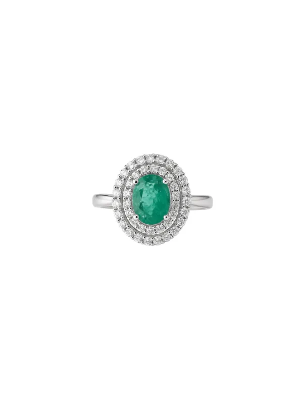 2.05ct Diamond Emerald 18K Gold Oval Ring sold by Wish Fine Jewelry