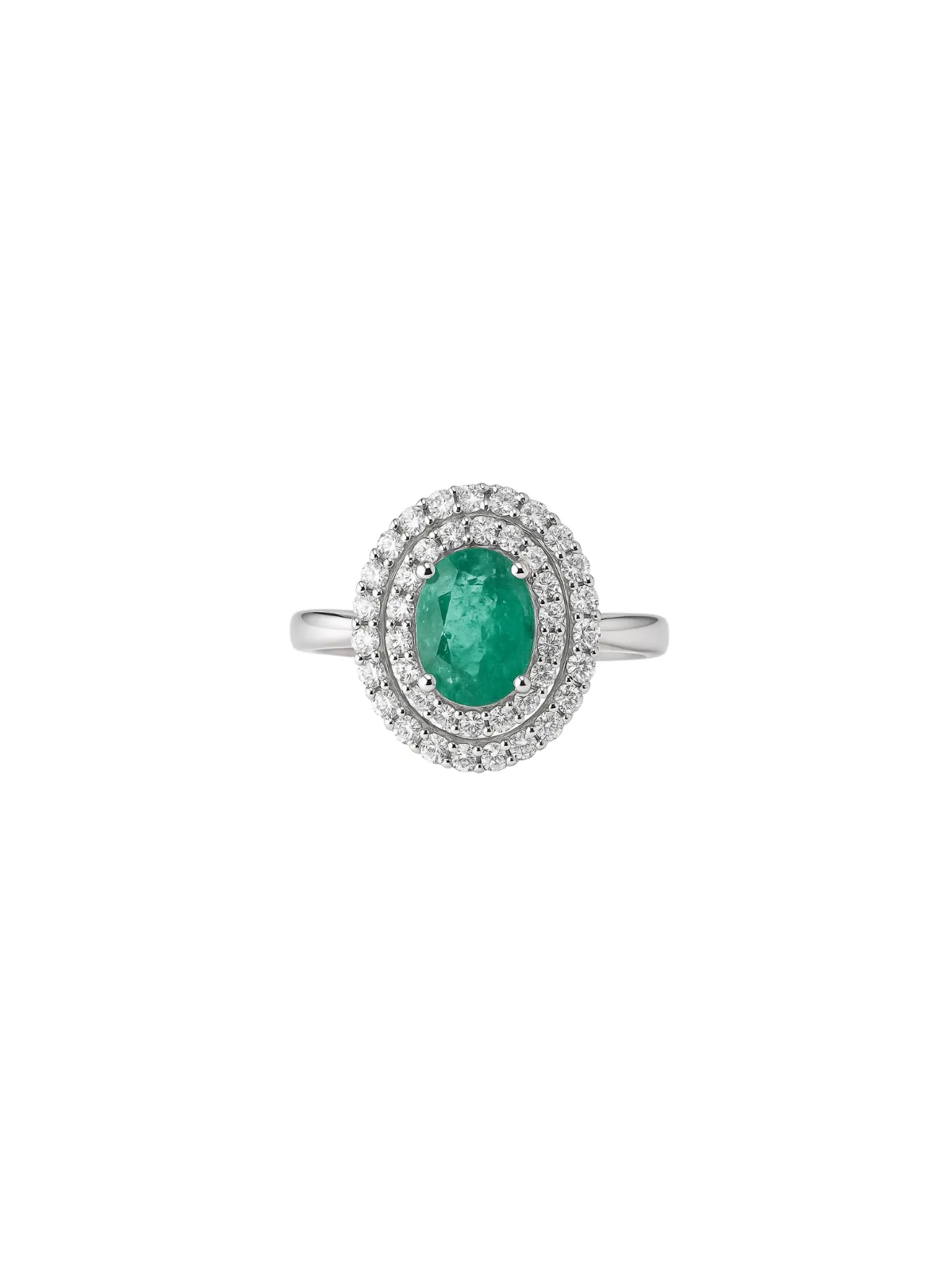 2.05ct Diamond Emerald 18K Gold Oval Ring sold by Wish Fine Jewelry