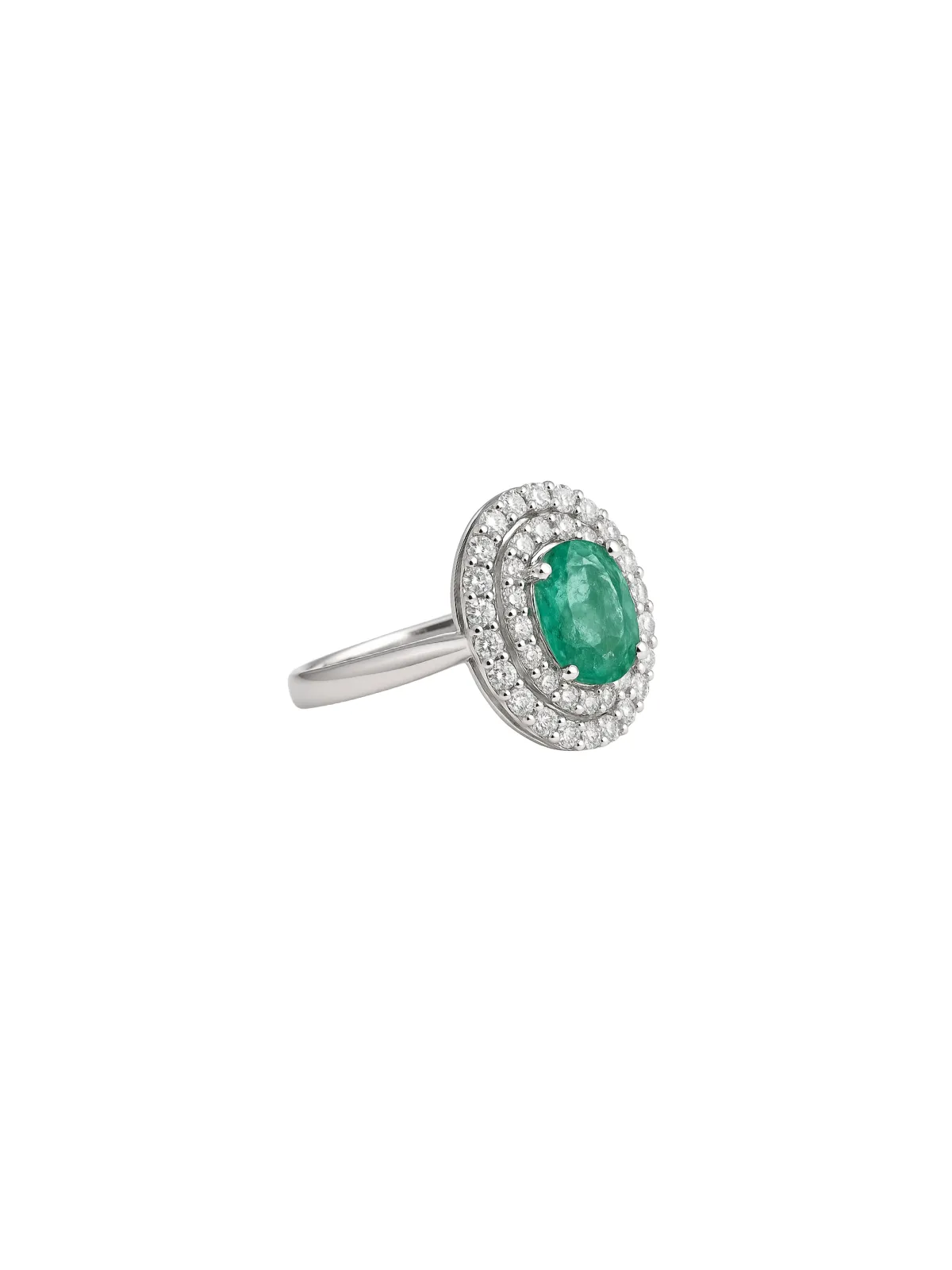 2.05ct Diamond Emerald 18K Gold Oval Ring sold by Wish Fine Jewelry product image thumbnail 2