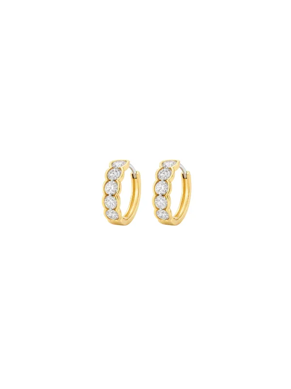 0.94ct Diamond 14K Gold Half Bezel Hoop Earrings sold by Wish Fine Jewelry