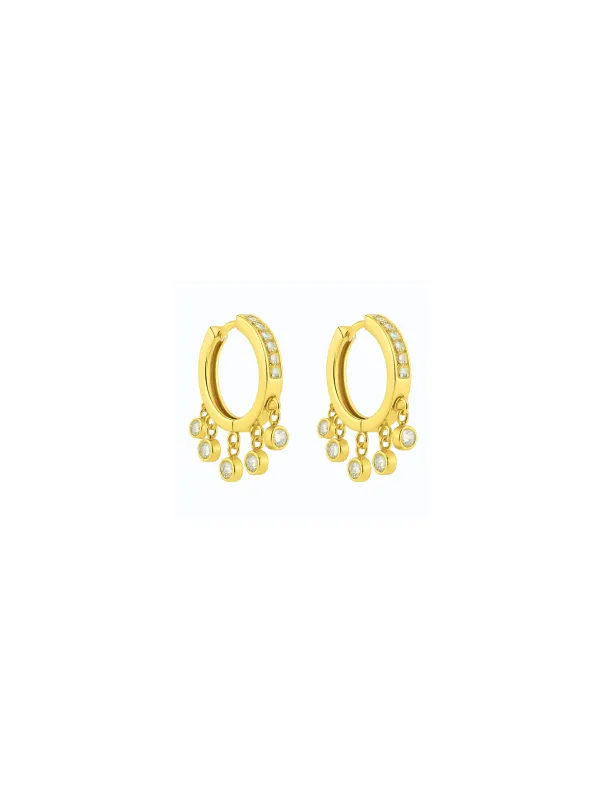 0.69ct Diamond 14K Gold Hoop Dangle Drop Earrings sold by Wish Fine Jewelry
