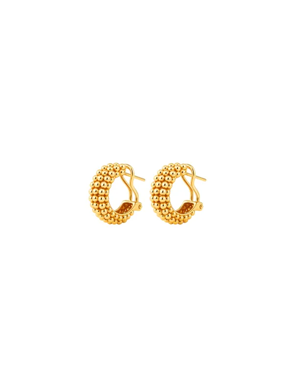 18K Gold Beaded Hoop Earrings sold by Wish Fine Jewelry