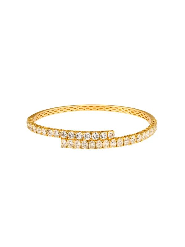 5.85ct Diamond 18K Gold Bypass Bangle Bracelet sold by Wish Fine Jewelry