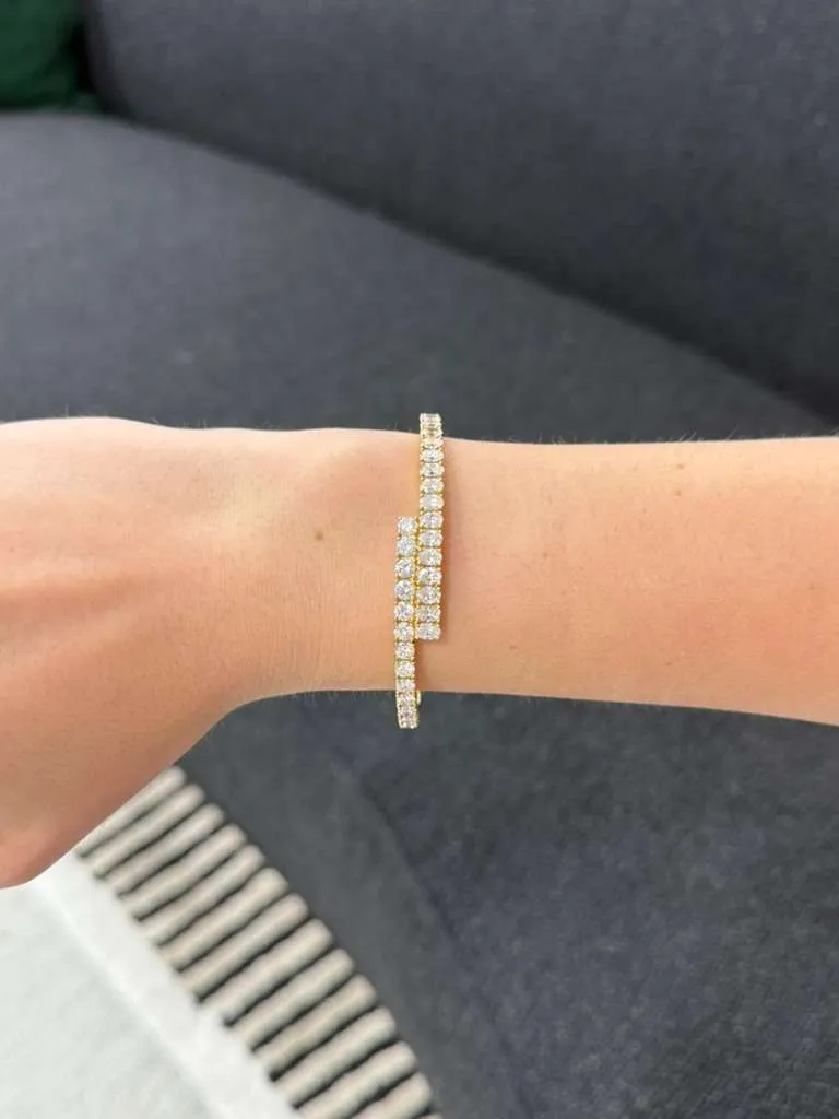 5.85ct Diamond 18K Gold Bypass Bangle Bracelet sold by Wish Fine Jewelry product image thumbnail 2