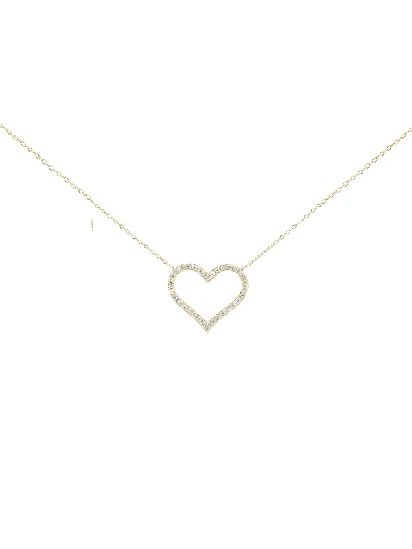 0.25ct Diamond 18K Gold Heart Pendant Chain Necklace sold by Wish Fine Jewelry