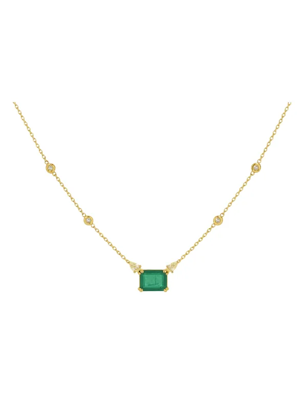3.11ct Diamond Emerald 18K Gold Pendant Necklace sold by Wish Fine Jewelry