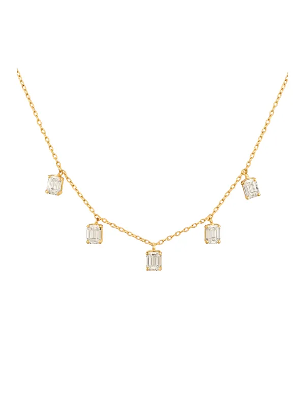 1.13ct Diamond 18K Gold Stationed Illusion Dainty Necklace sold by Wish Fine Jewelry